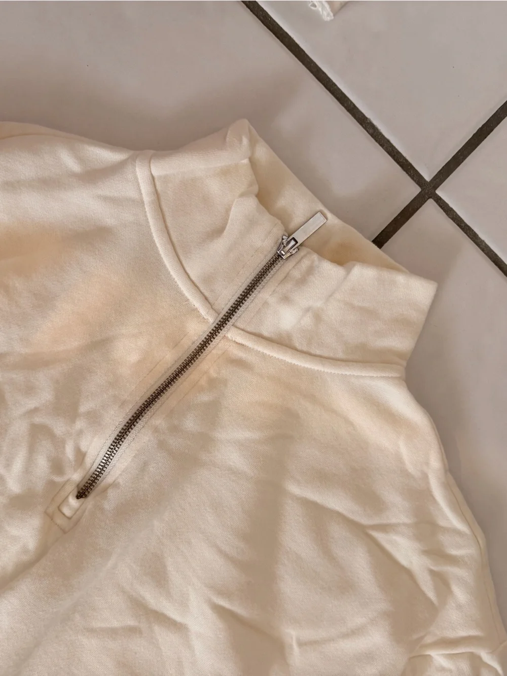 Z Supply Downtown “Cloud” (Cream) Half-Zip Pullover Sweatshirt Size Medium